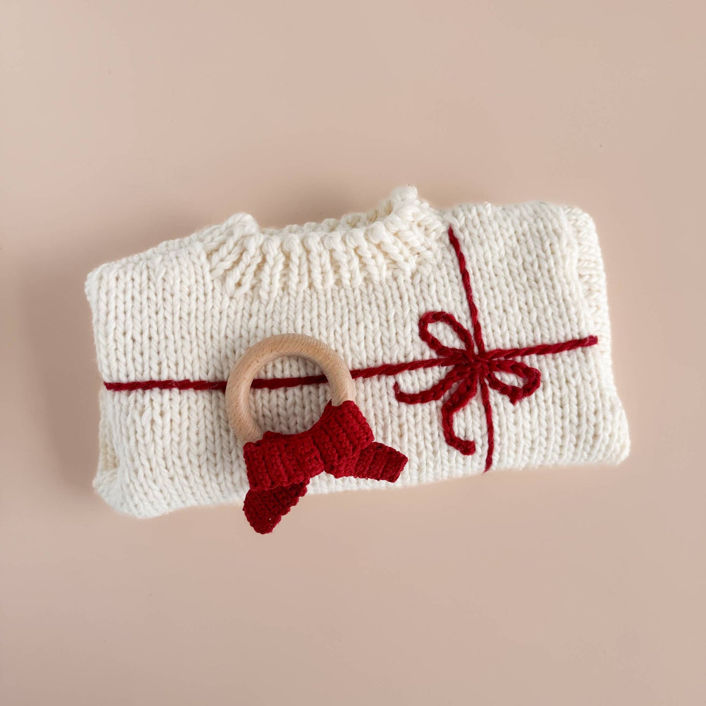 Present Sweater Cream/Red | Kid Baby Holiday Christmas