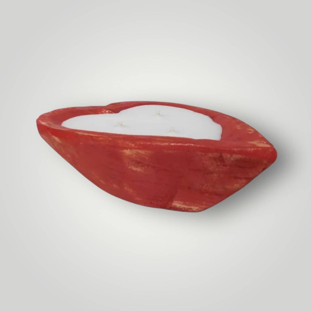 Red Sweetheart Dough Bowl Candle Heart Valentine’s Day