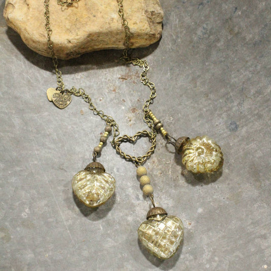 Three Times The Love Retro Old Gold Necklace