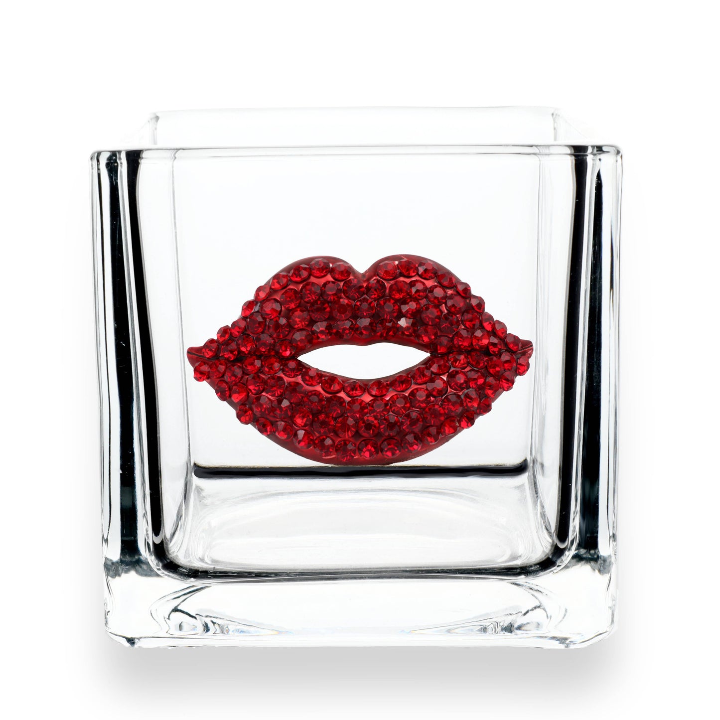 Red Lips Jeweled 4x4 Candle Holder Vase