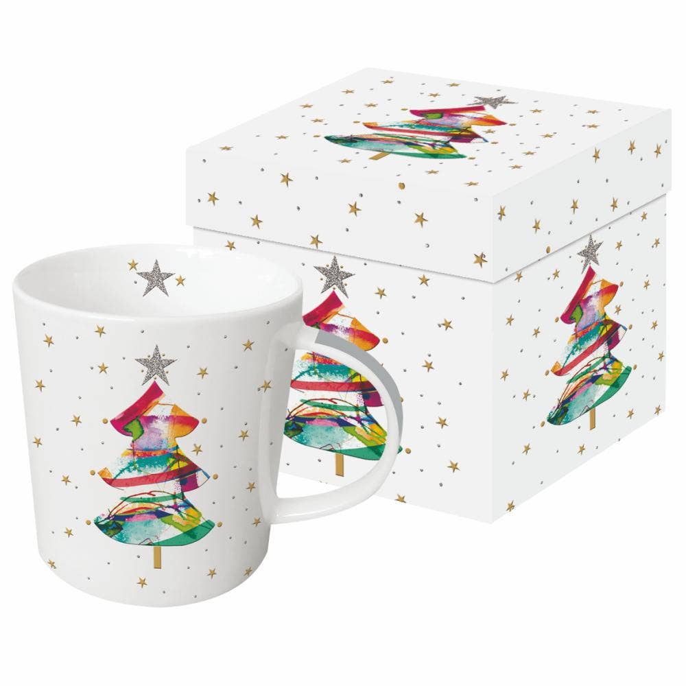 MUG IN GIFT BOX-GLITTER TREE