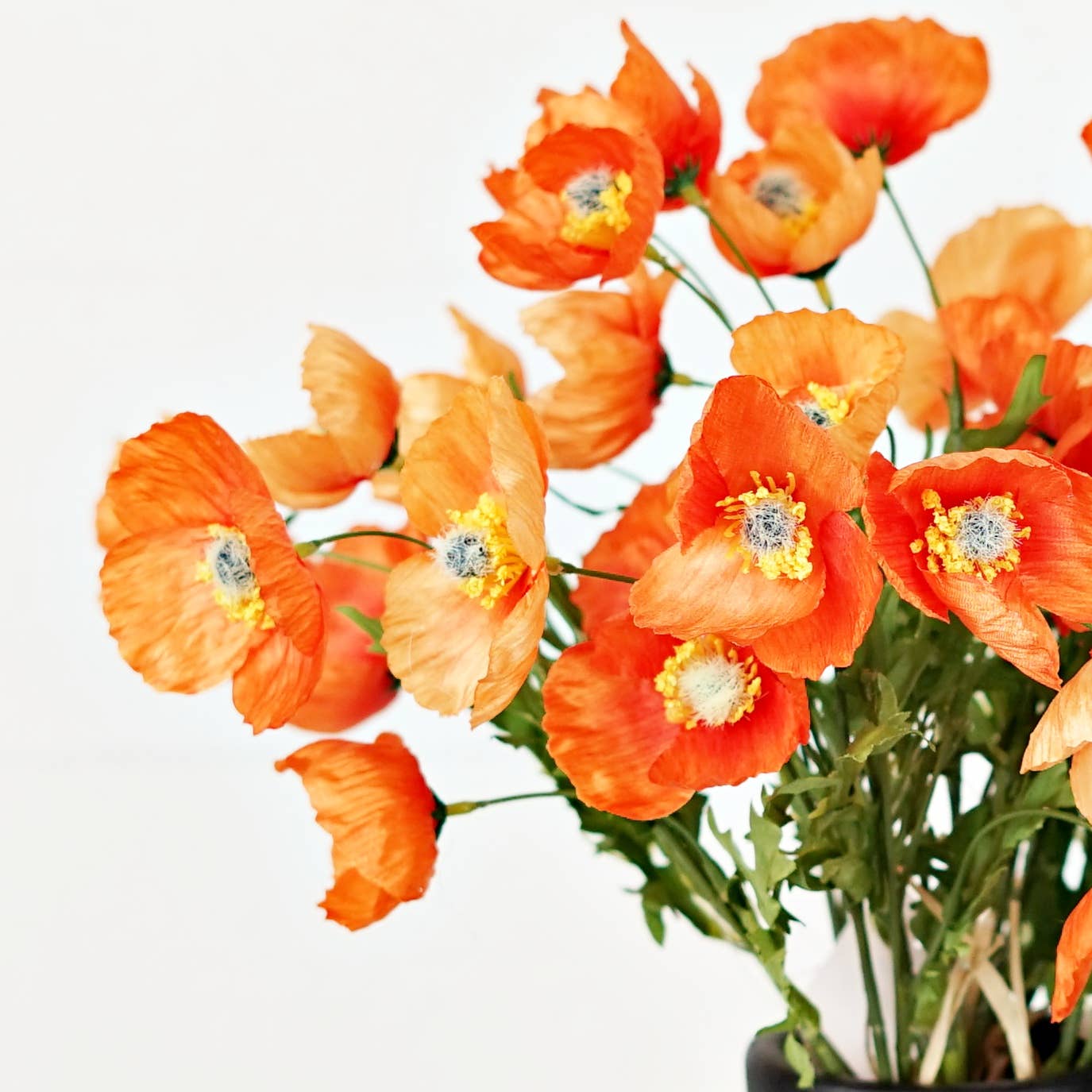 16inL Wrinkle Poppy Bush-Orange-