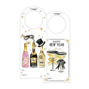 Handpainted New Year Bottles Wine Tag