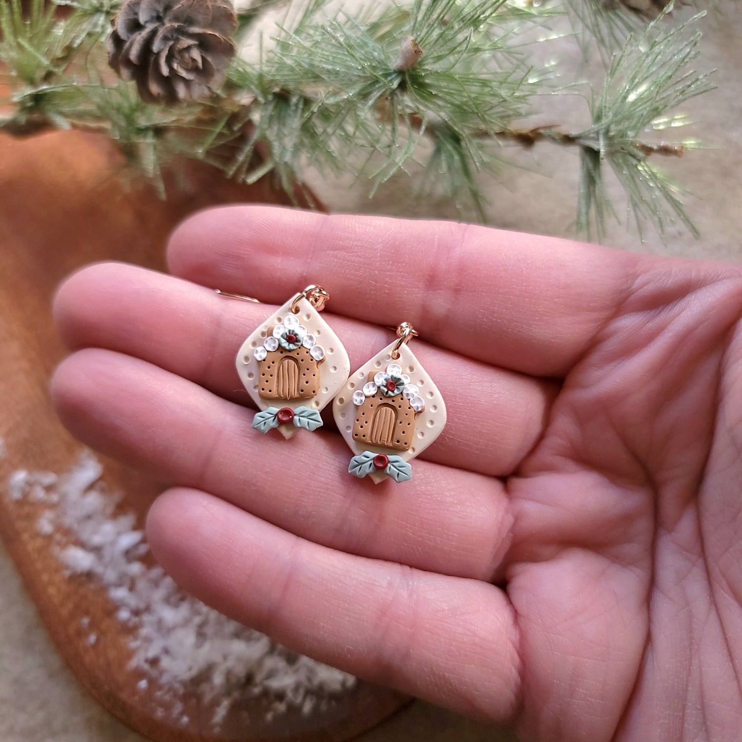 Hand Crafted Gingerbread House Earrings