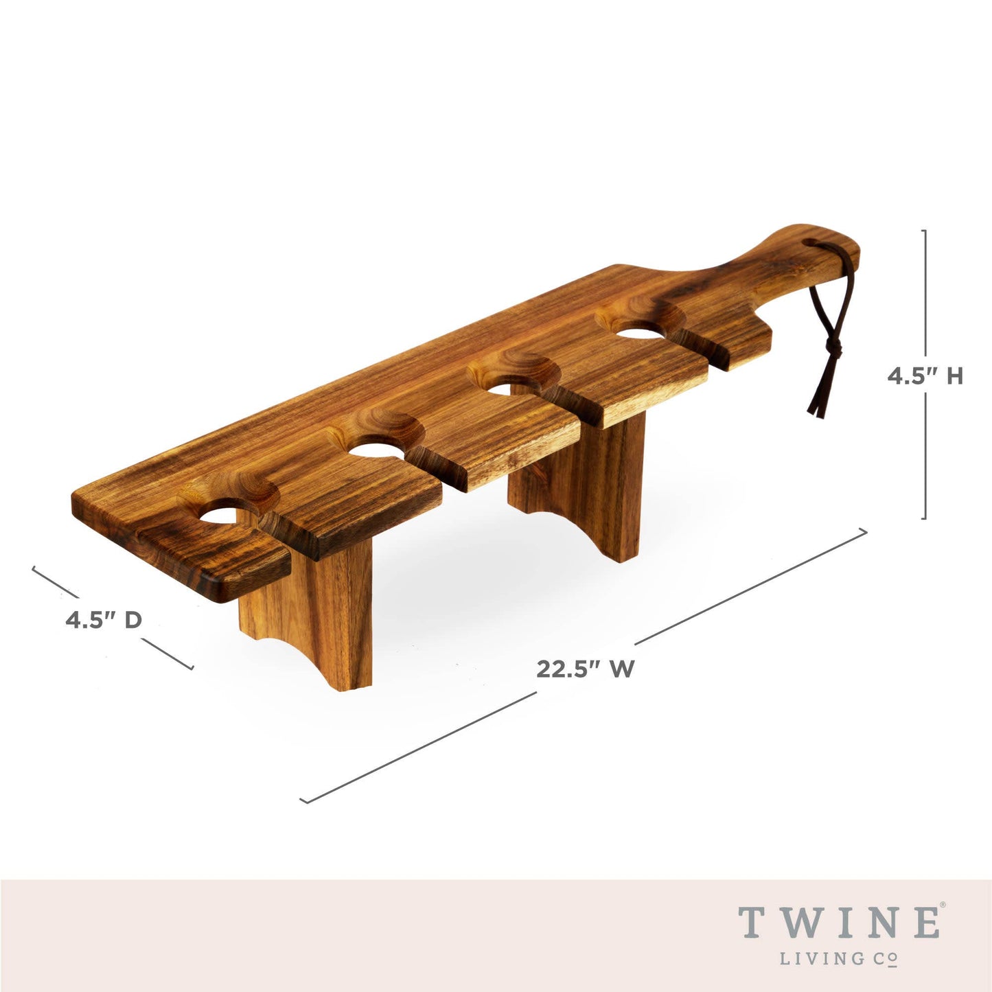 Acacia Stemmed Wine Glass Flight Carrier Serving Board