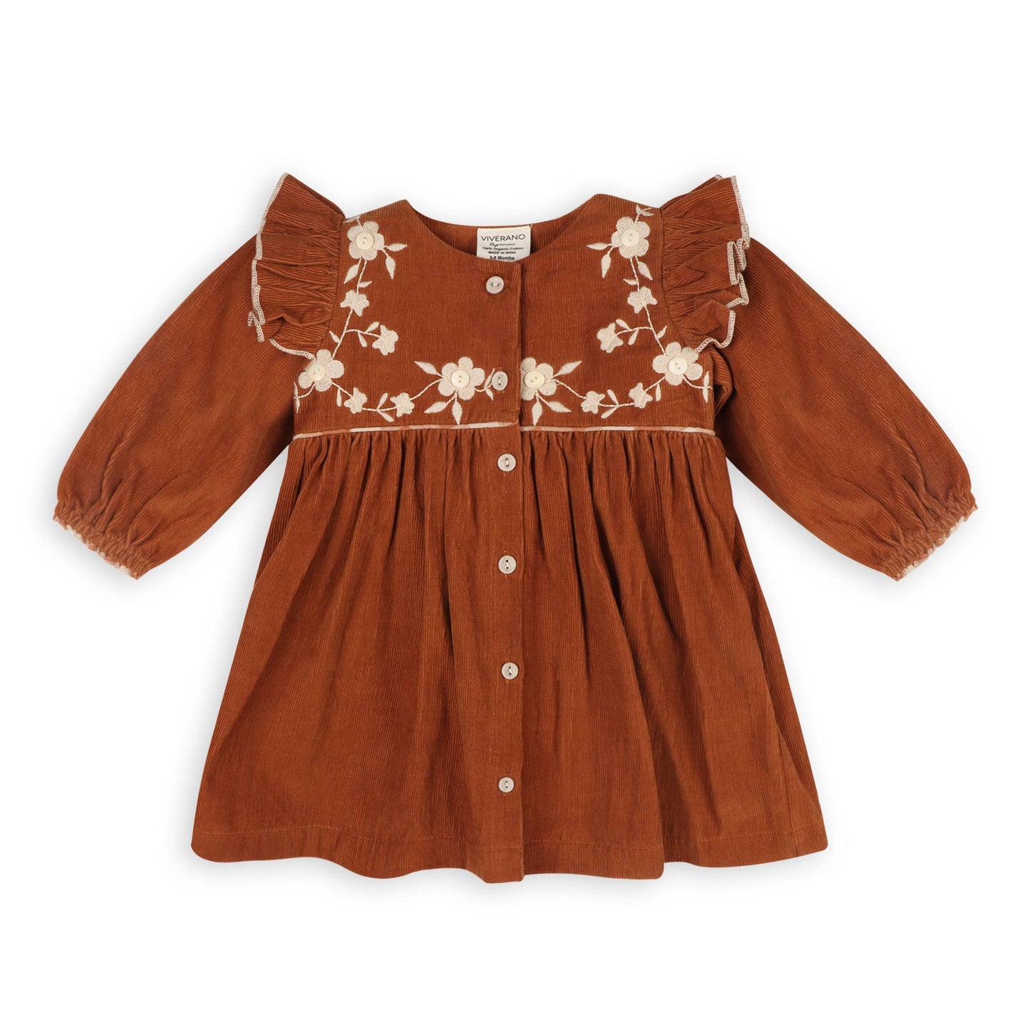 Floral Embroidered Corduroy Baby Dress & Bloomer (Organic)