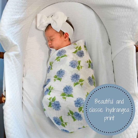 LollyBanks - You Had Me At Hydrangea Baby Muslin Swaddle Blanket
