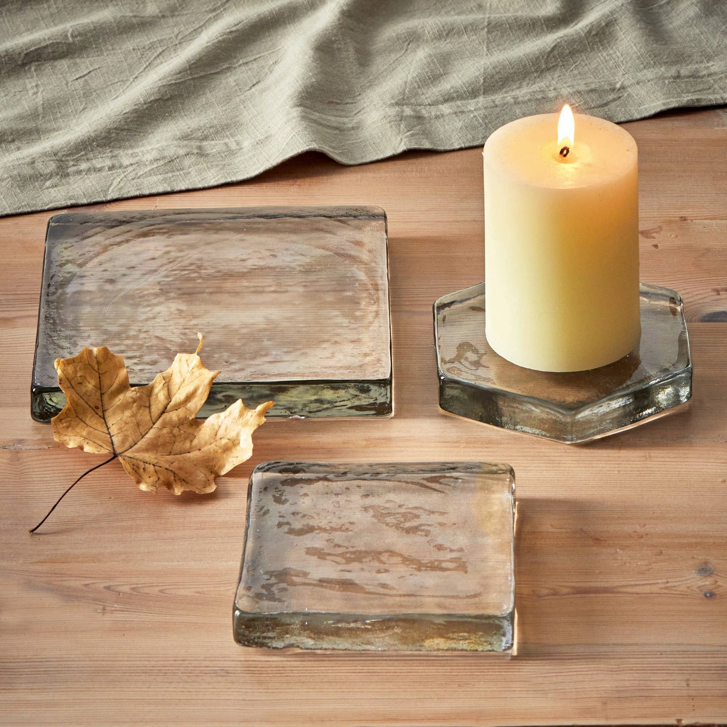 Glass Candle Plate Small, 4.87"