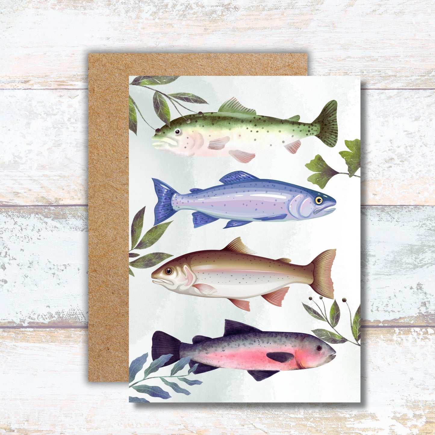 Rainbow Trout Watercolor Greeting Card