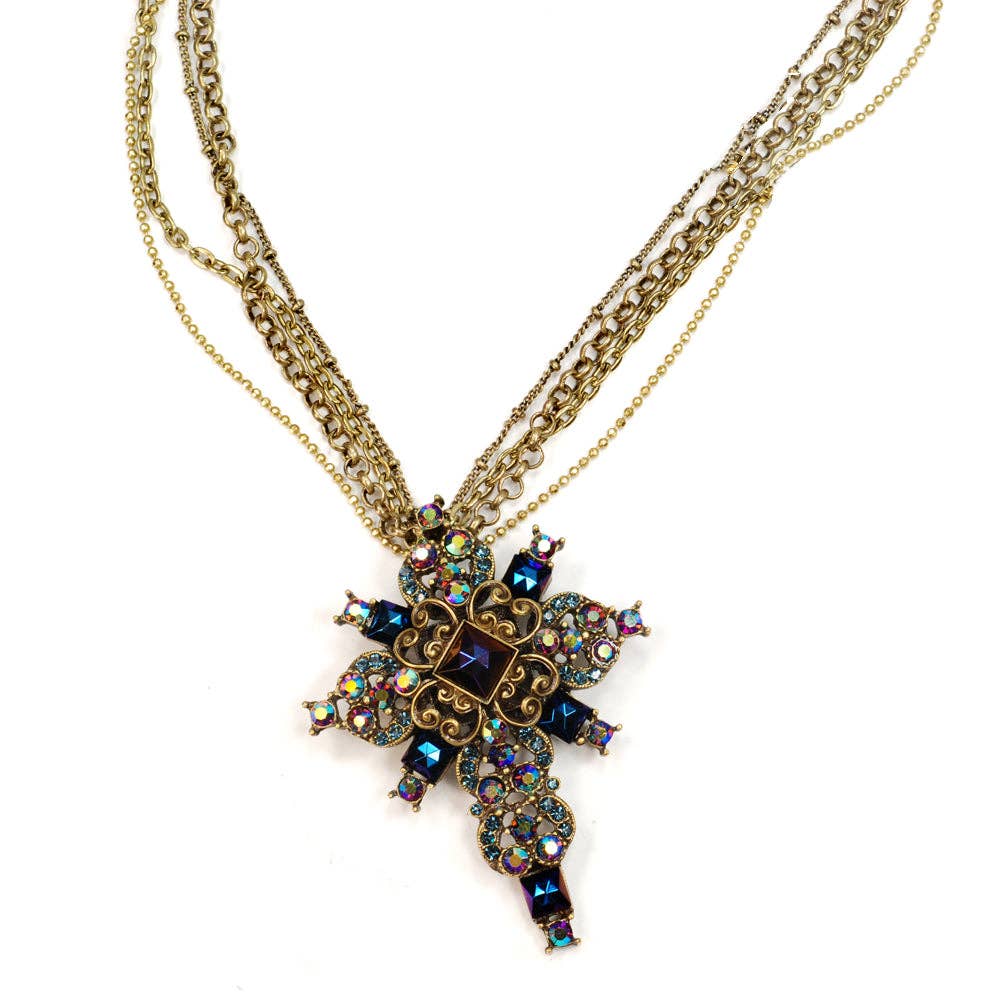 Joyería Sweet Romance - Collar con cruz de medianoche de pavo real N1284