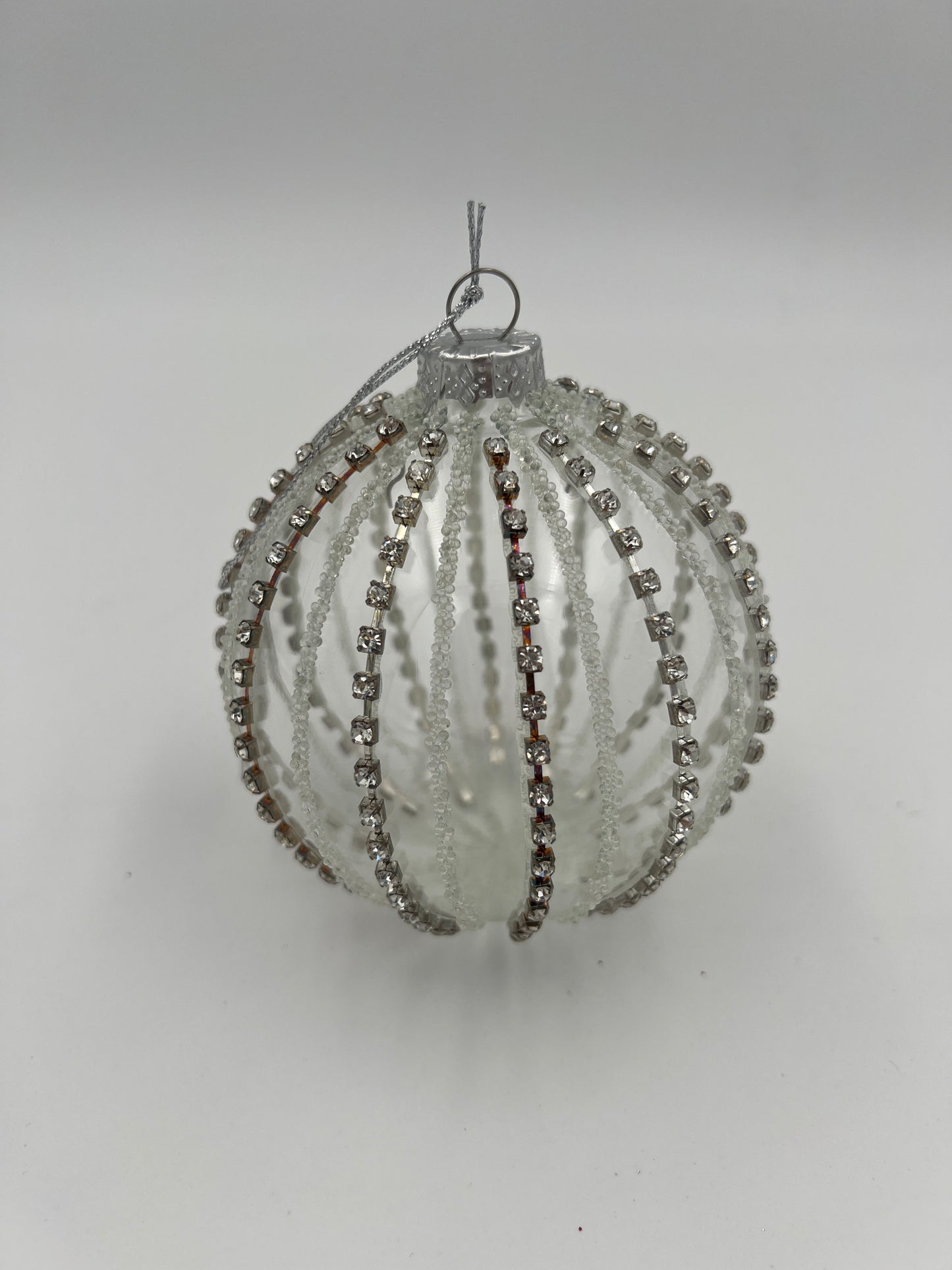 4" Jeweled Clear Glass Ornament