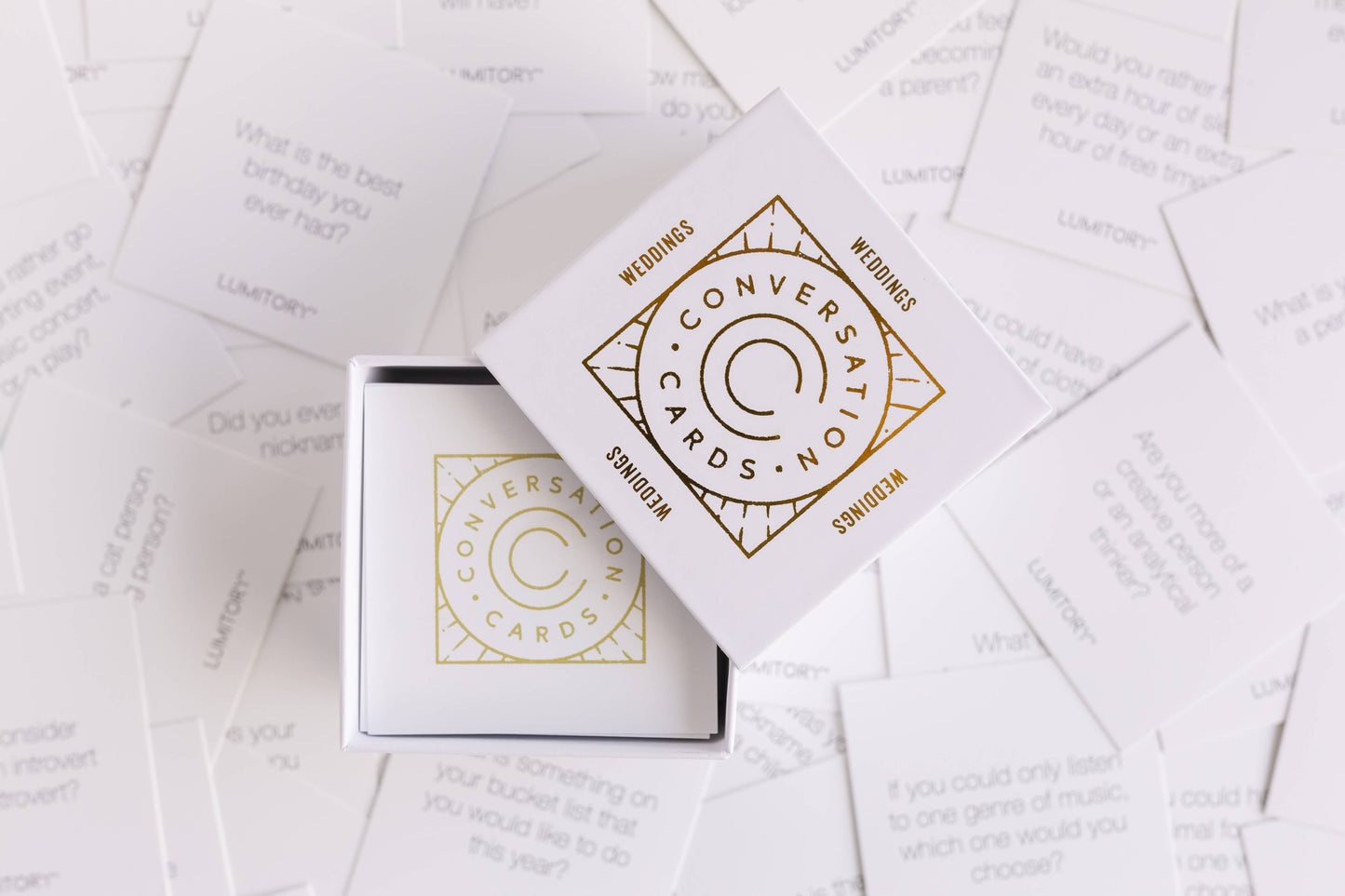 Wedding Conversation Cards: Case of 12 with Free Display