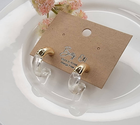 TWO TONE HOOP EARRINGS.
