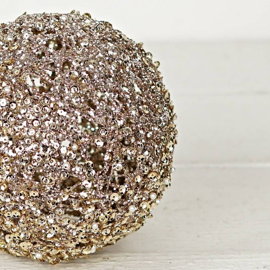 6in Metalic Glittered Ball-Champaign gold