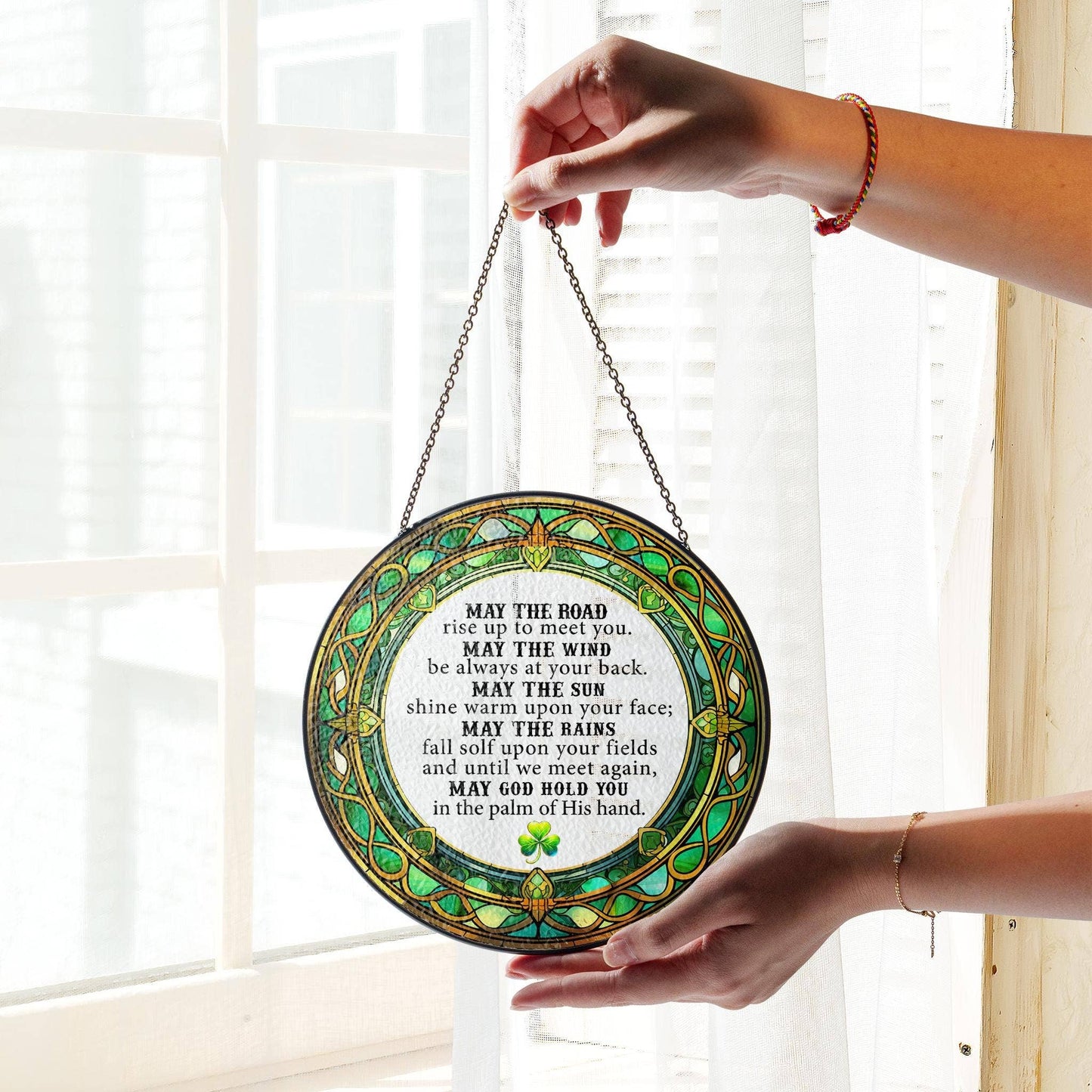Irish Blessing Stained Glass Suncatcher, Gift for Home