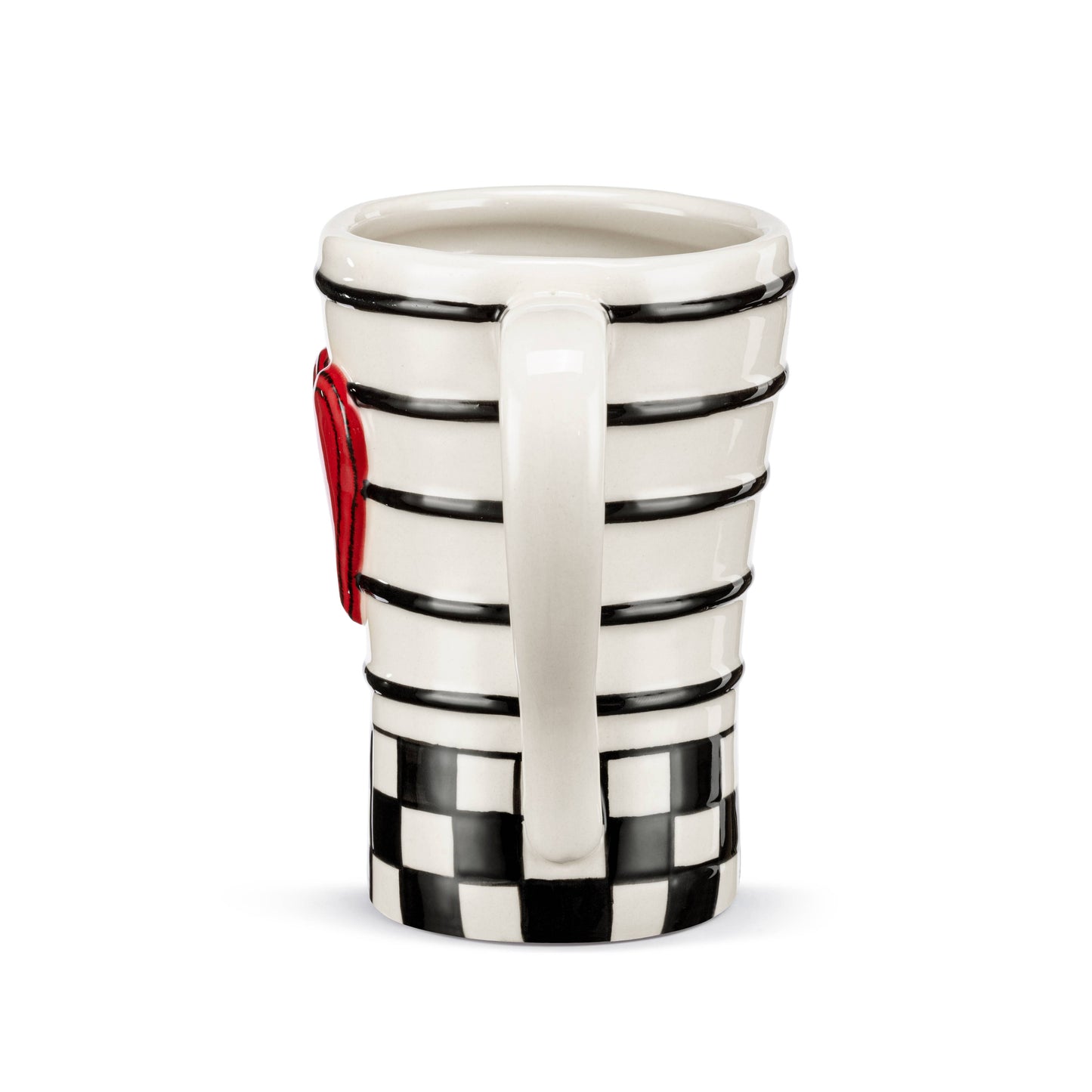 Taza con corazón rojo a cuadros