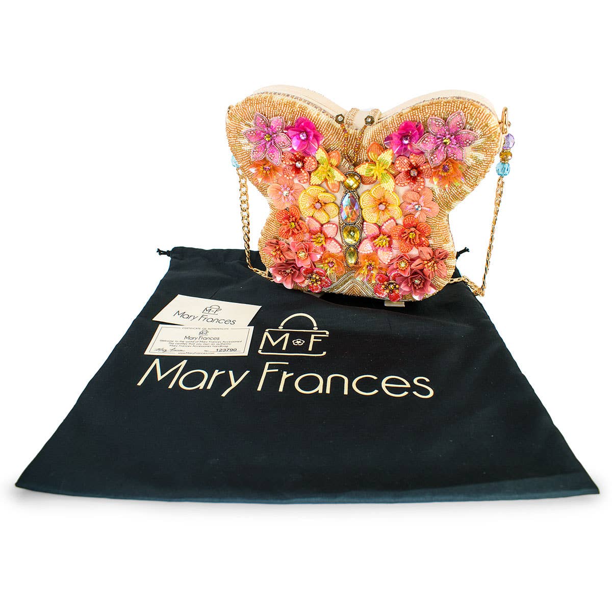 Take Flight Floral Butterfly Beaded Shoulder Handbag