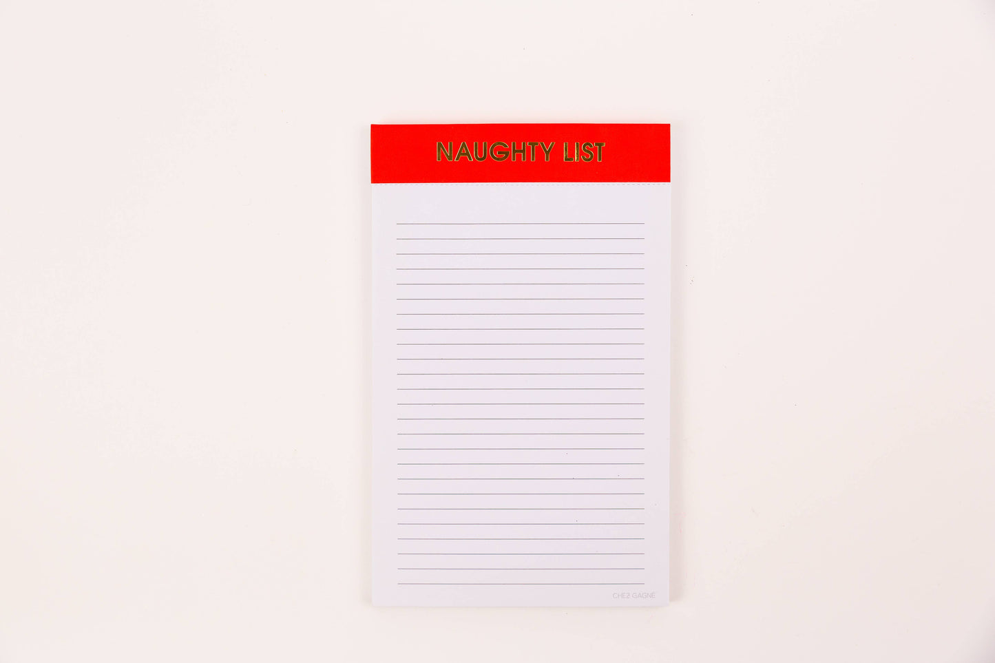 Naughty List - Holiday Lined Notepad - Christmas Red - 65 perforated pages - 5x8