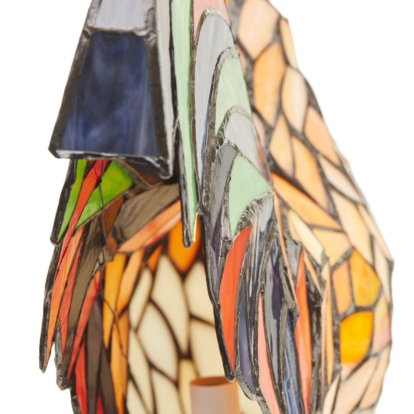15"H Tiffany-style Rooster Multi-Color Novelty Accent Lamp