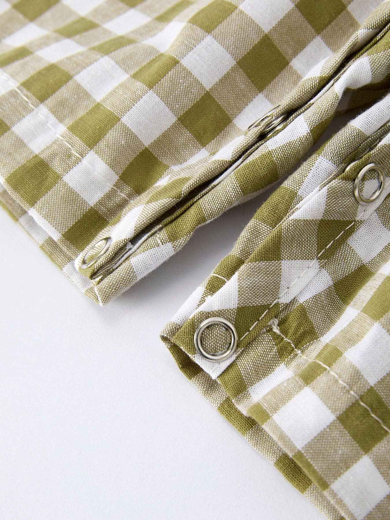 Green Plaid Fish Embroidered Smocked Baby Boy Romper: 3M