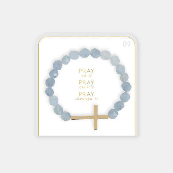 Pray on it, Pray over it, Pray through it Bracelet: Aqua