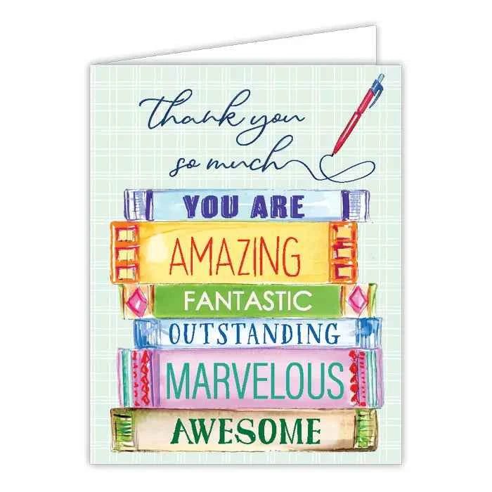 Thank You So Much Book Stack Greeting Card