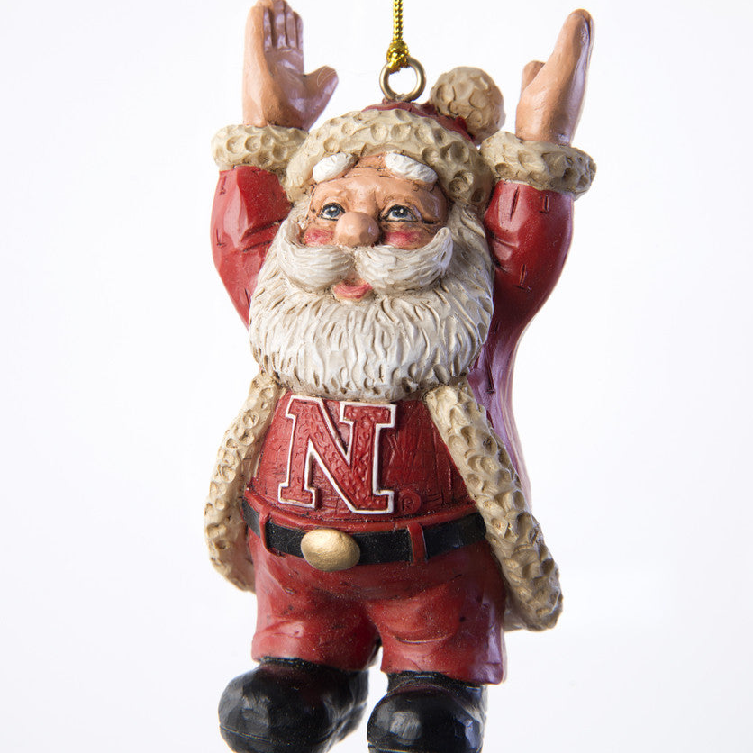 Nebraska Touchdown Santa Ornament