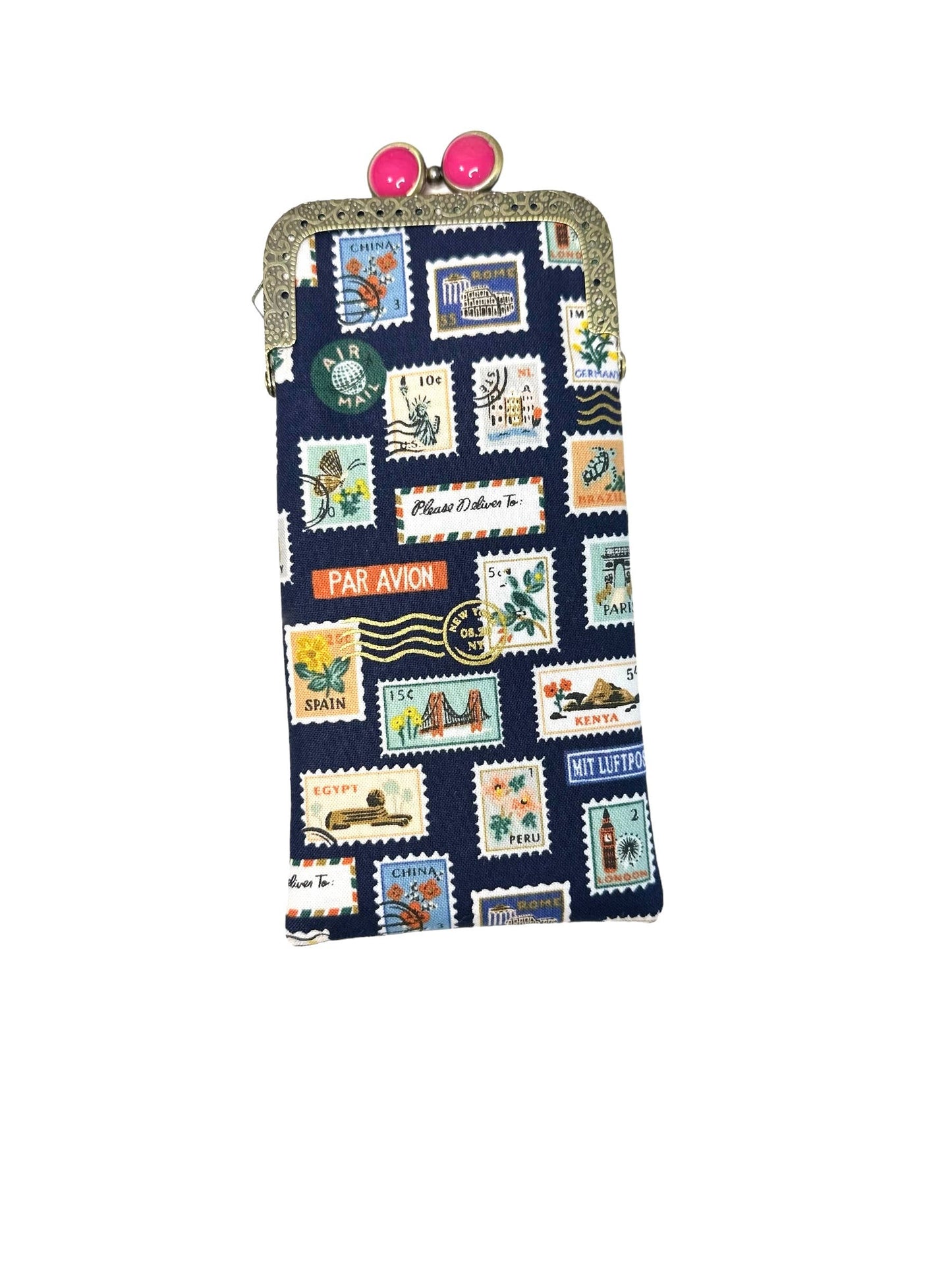 Eyeglass Case - Travel Stamps