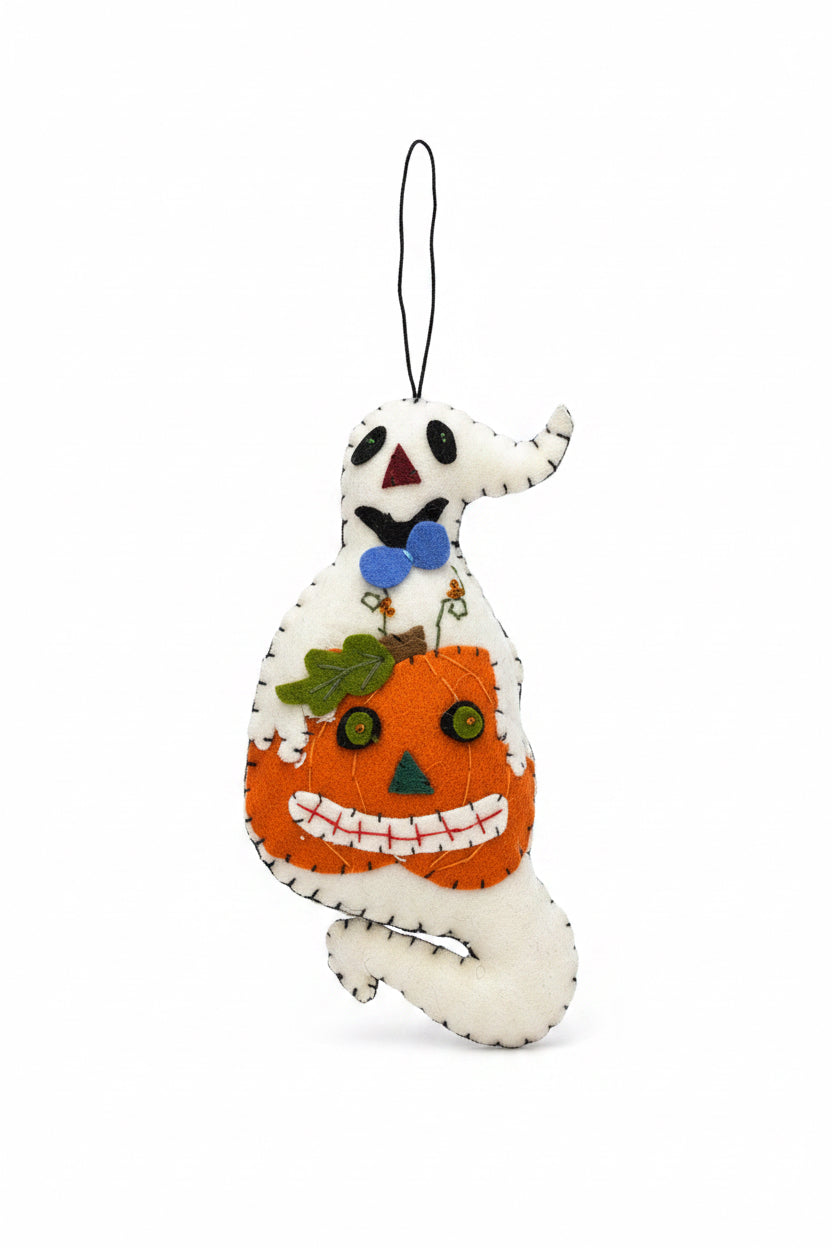 Ghost with Pumpkin Ornament