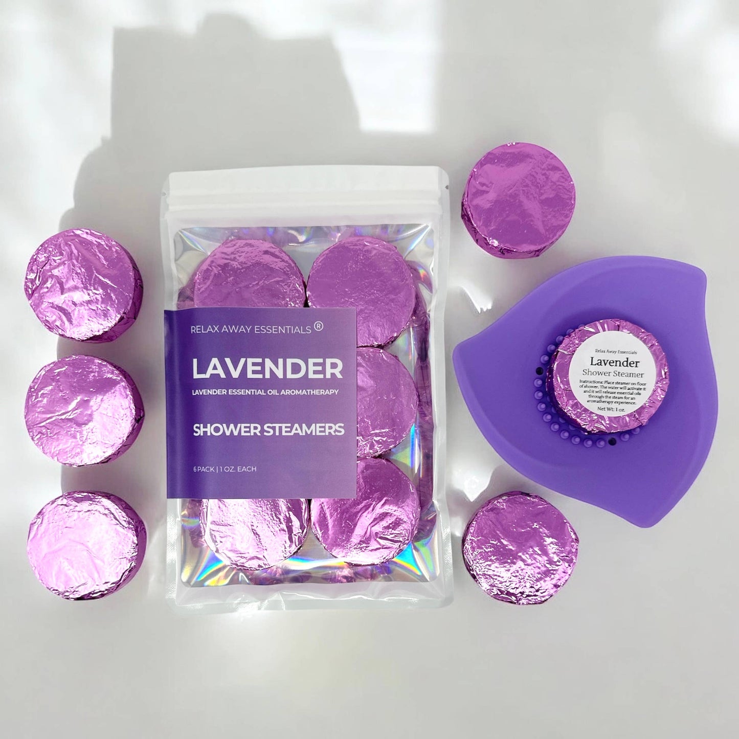 Relax Away Essentials - Lavender Shower Steamers 6 Pack - Made in USA