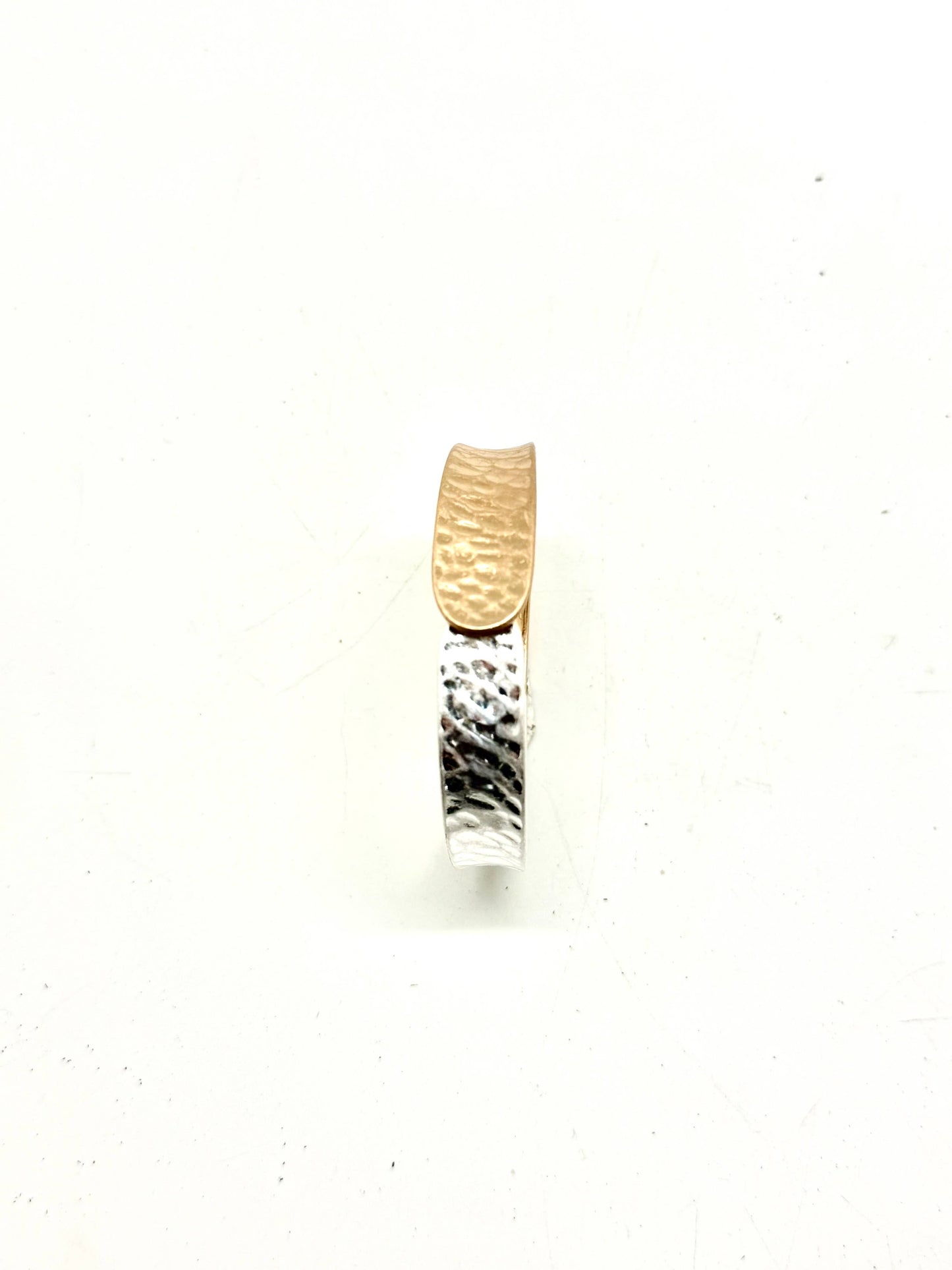 Bracelet Cuff w/Spring Matte Multi Metal Hammered 7”