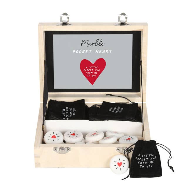 Pocket Hug Heart Sentiment Valentine Stones