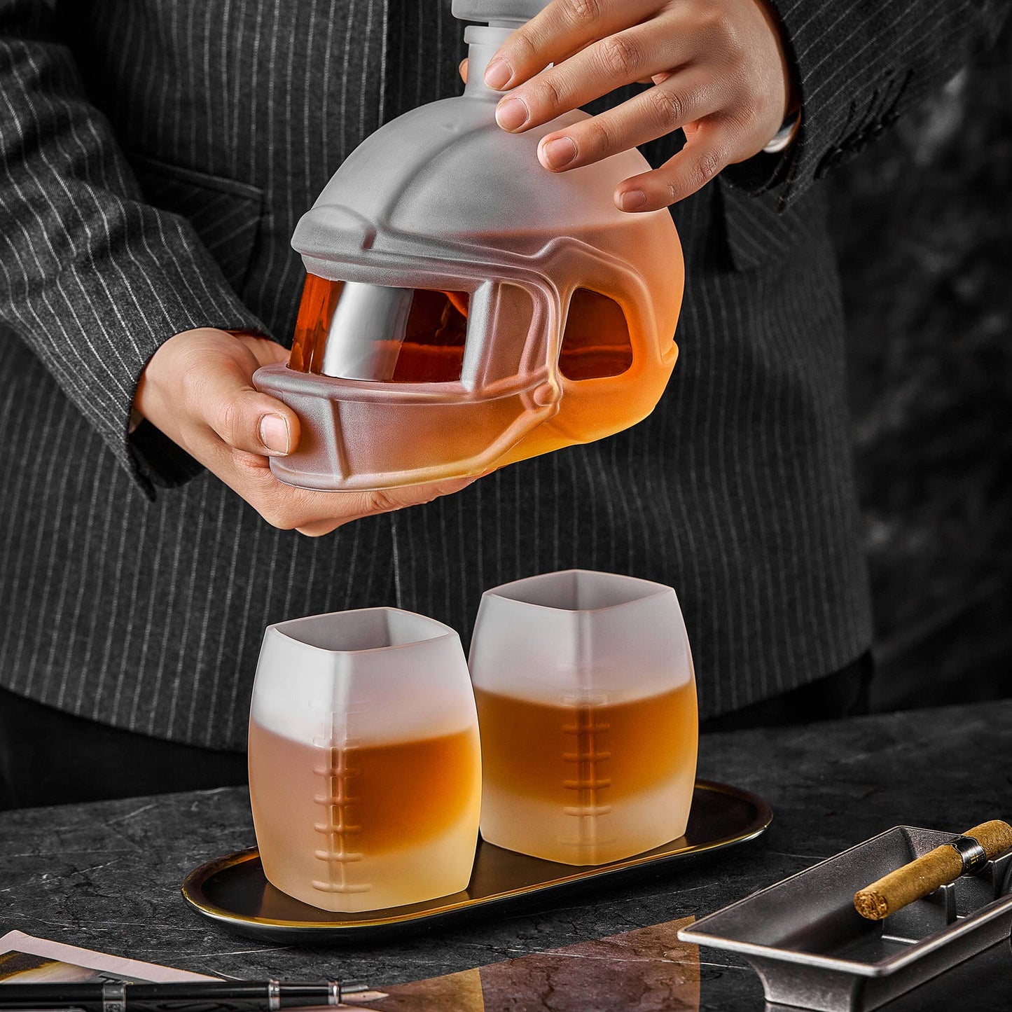 CRAFTGEN - Football Whiskey Decanter - Gifts for Him Husband Boyfriend