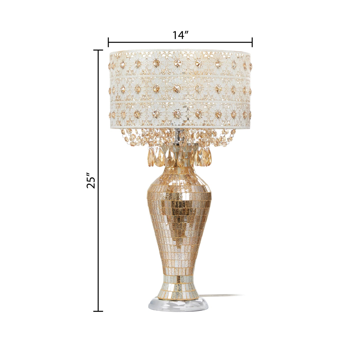 25"H Leo Champagne Table Lamp with Cascading Beads