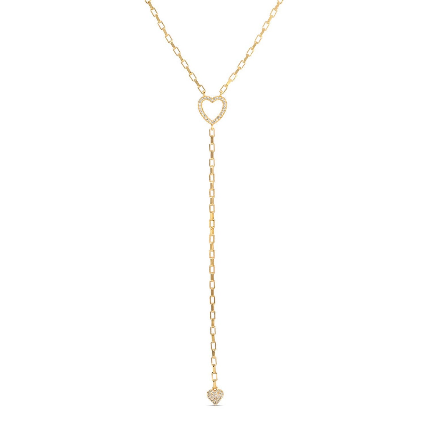 Long Pave Heart Y Necklace