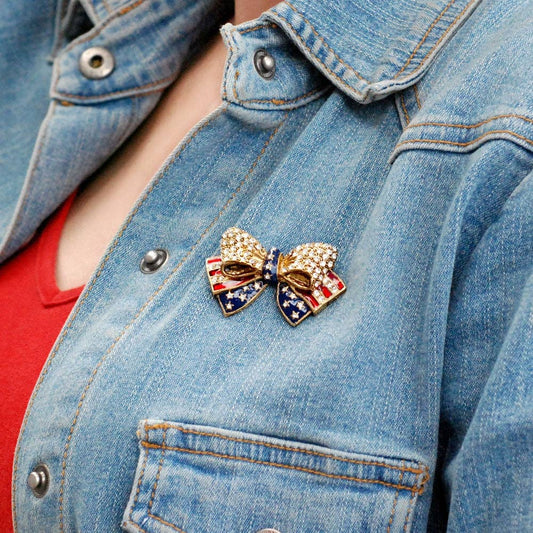USA American Flag Bow Pin