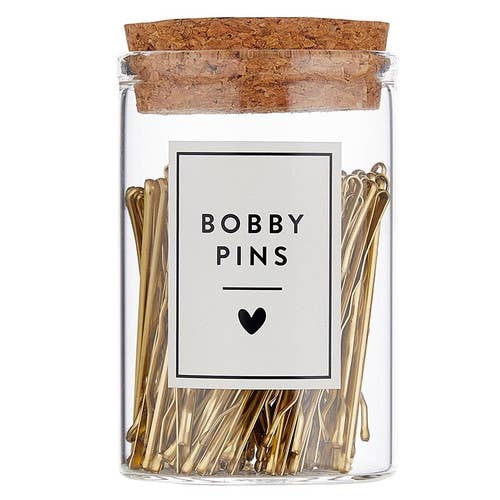 Gold Bobby Pins in Jar, 100 pcs