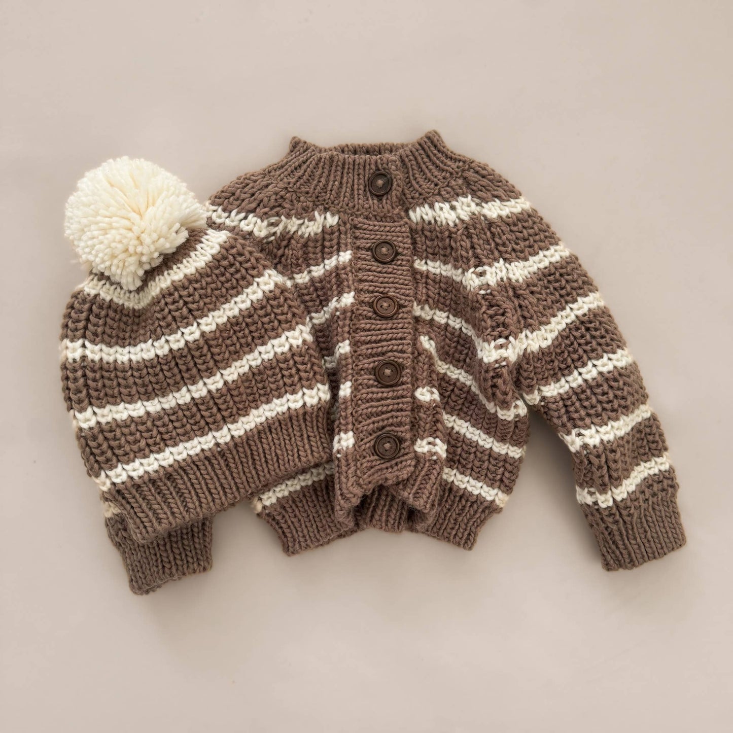 Rib Knit Stripe Cardigan, Tan | Baby & Kid Sweater