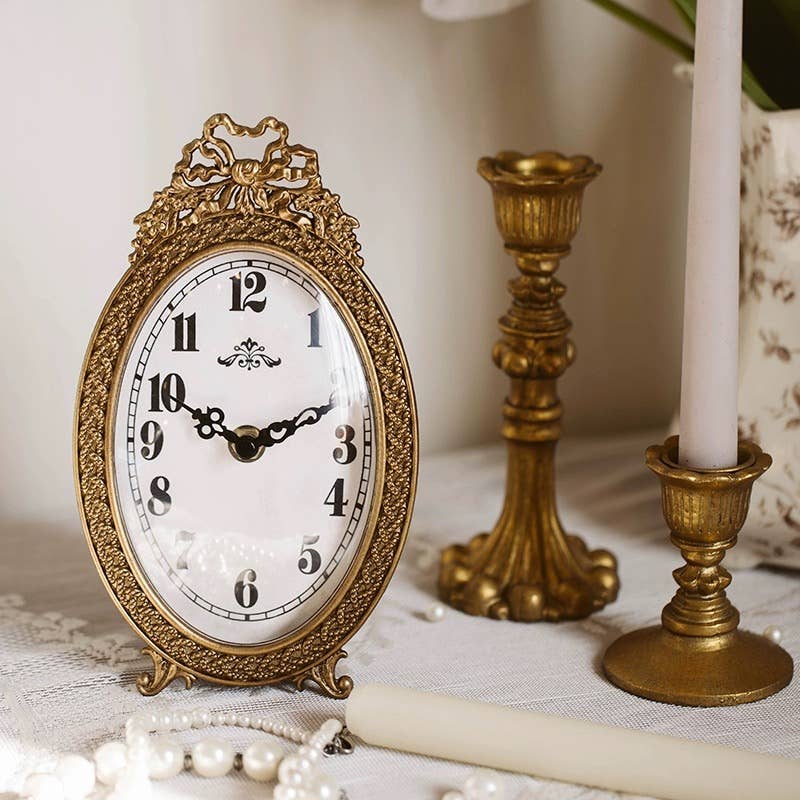 Desktop Clock Vintage Gold French