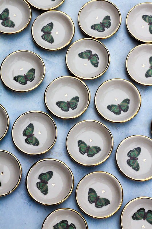 AGreen Butterfly with Heart Ring Dish