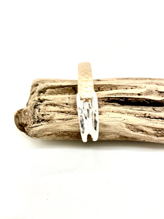 Bracelet Cuff w/Spring Matte Multi Metal Hammered 7”