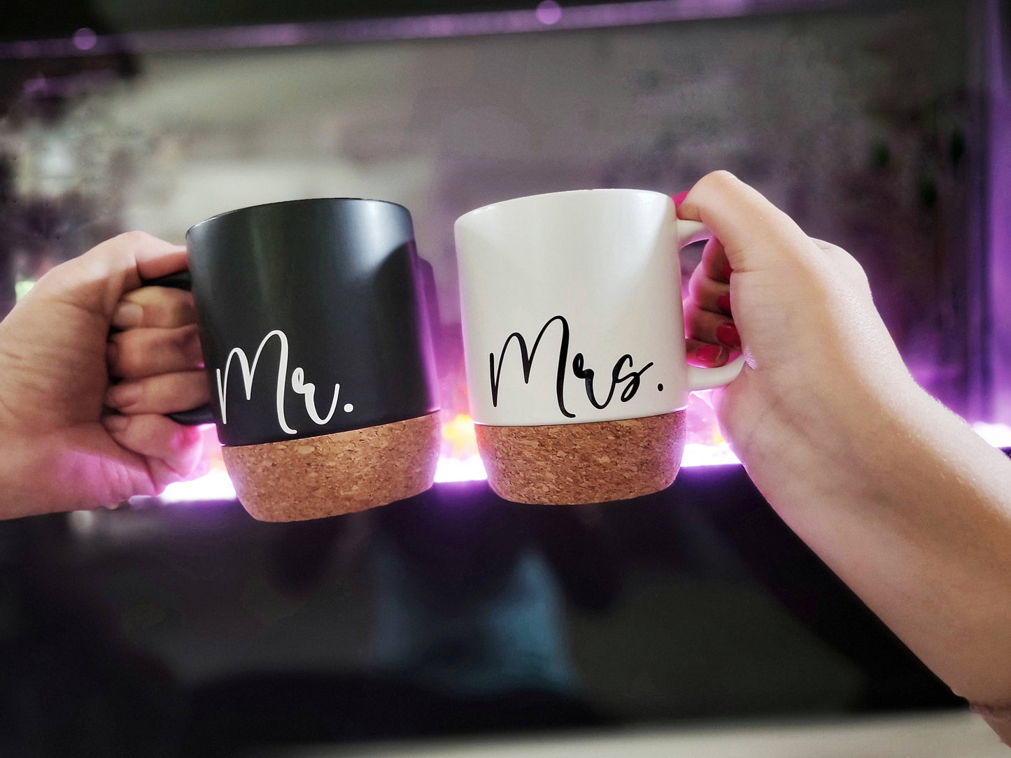 Mr and Mrs Mug Set, Black and White Mug Set, Wedding Gift