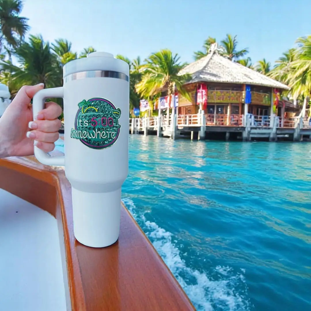 Vaso de 40 oz con sombrero de vaquero rosa