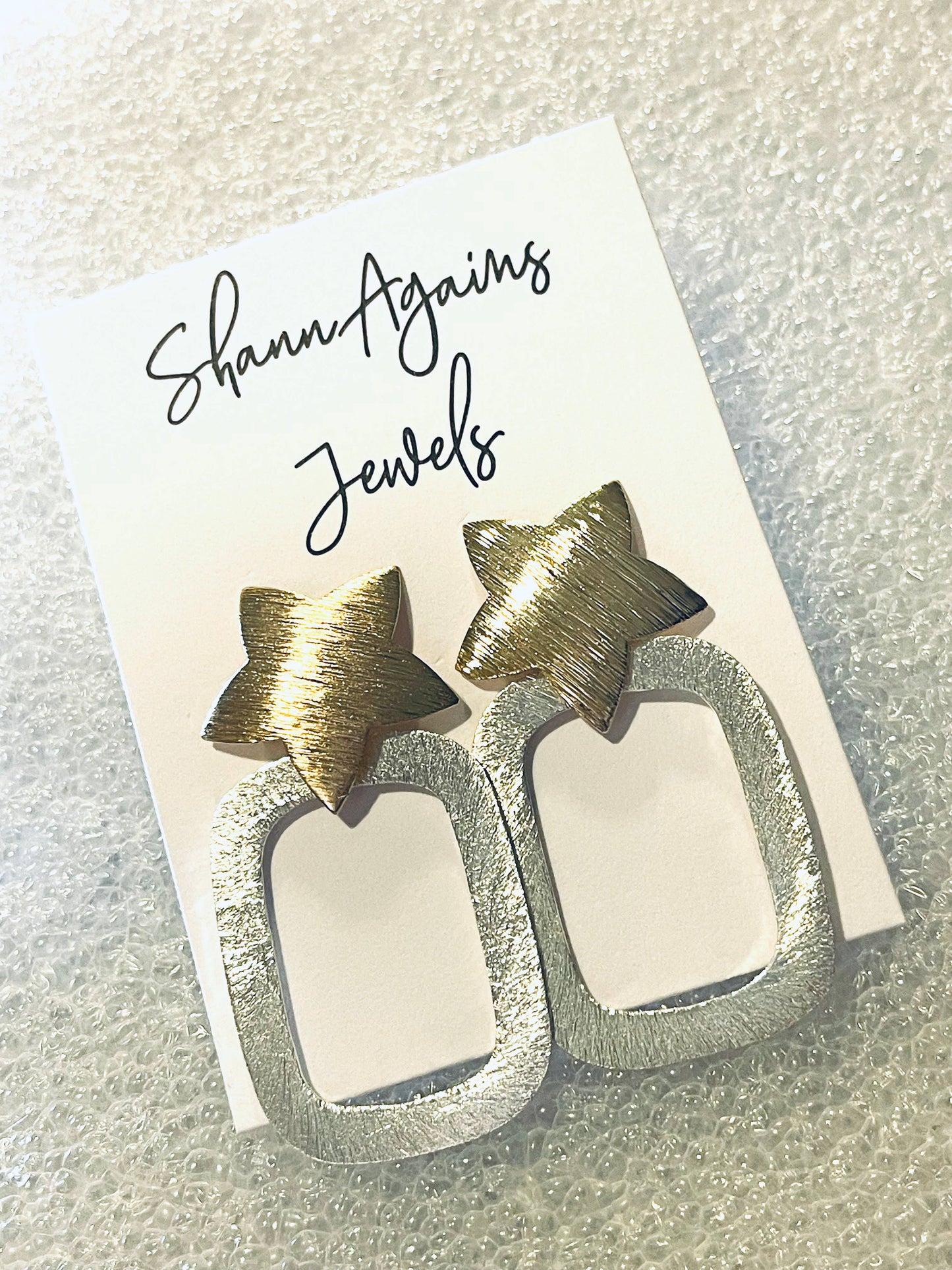 Silver w/ Gold Star Earrings