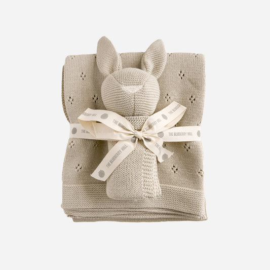 Pique Blanket Bunny Lovey Birch Baby Gift Organic Cotton