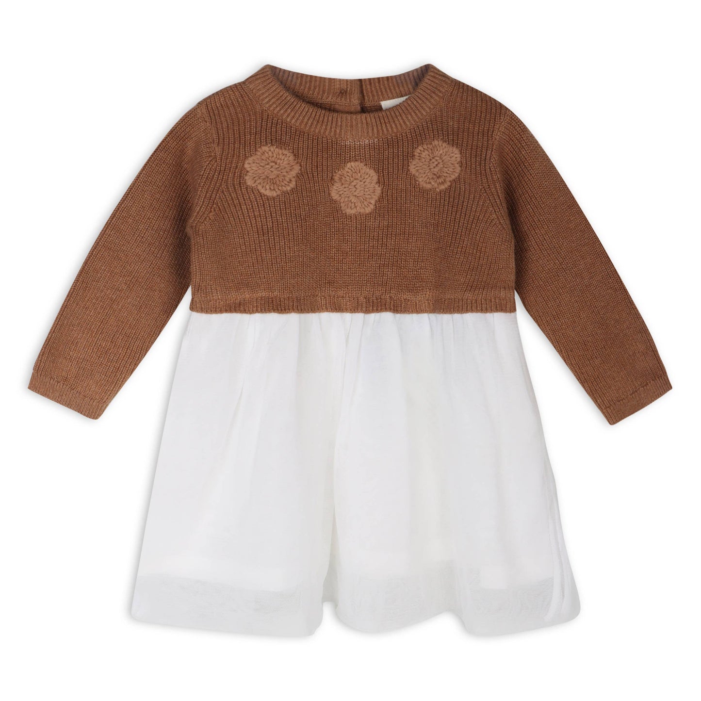 Floral Embroidered Sweater Knit Tutu Baby Dress (Organic)