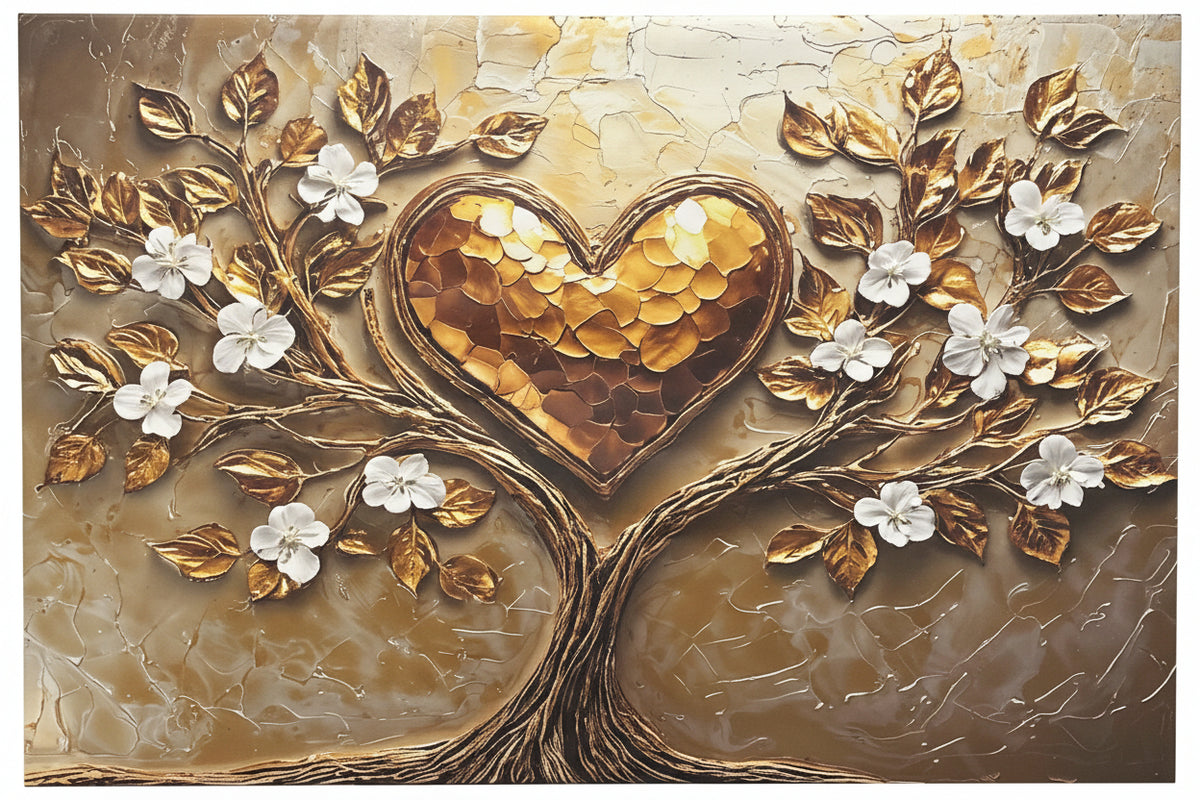Canvas Wall Art - Golden Heart Tree 36 x 24