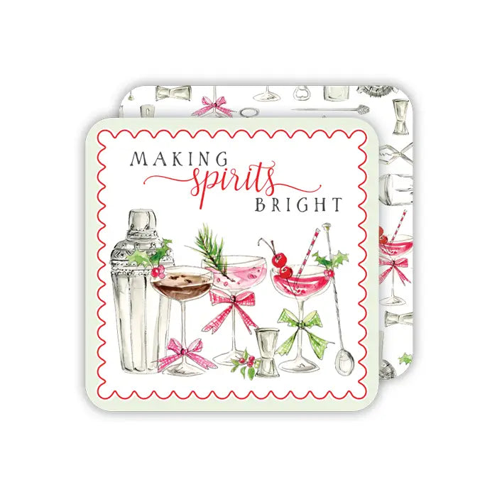 Making Spirits Bright Christmas Cocktails Square Coaster