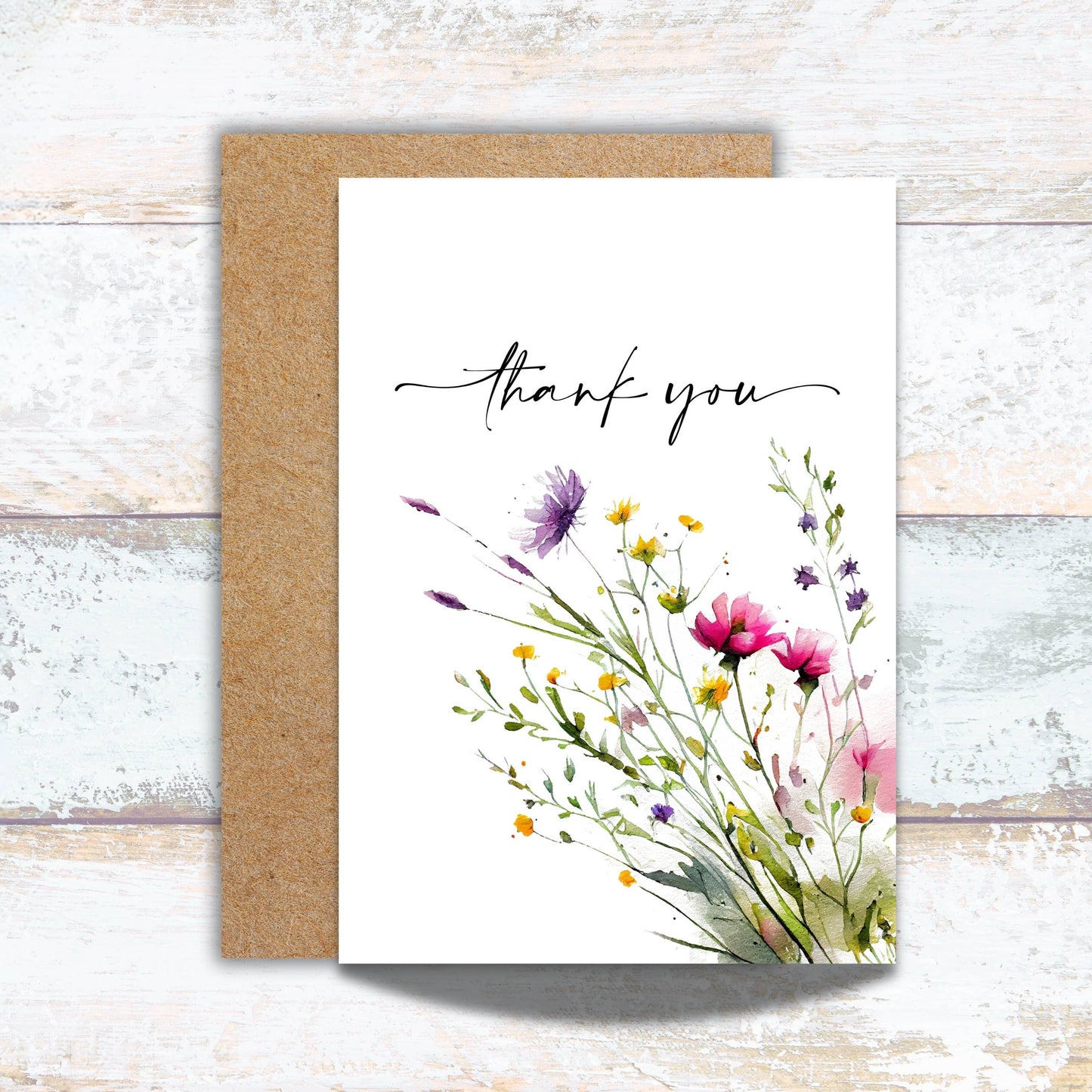 Wildflower Thank You Watercolor Greeting Card