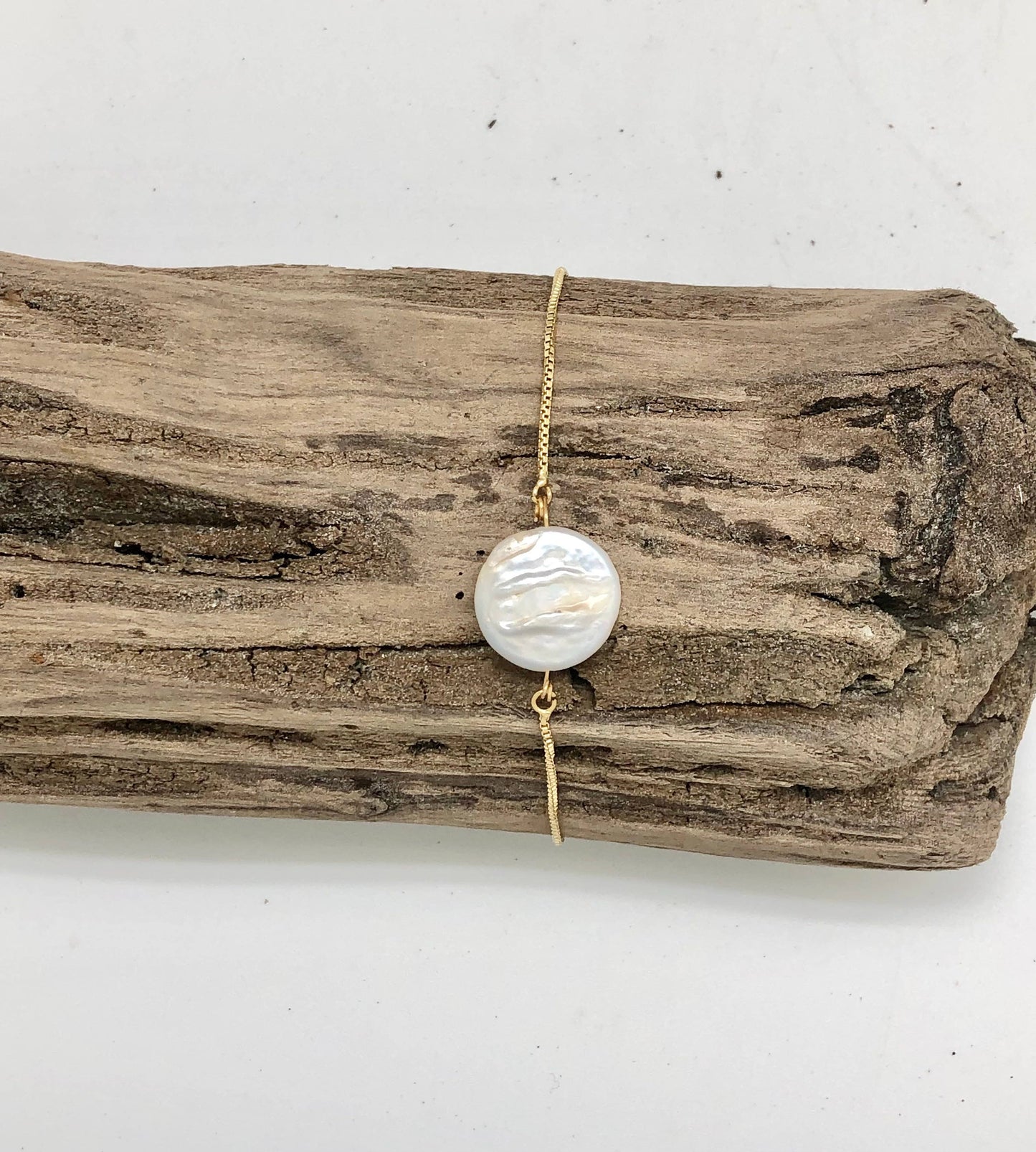 Bracelet Drawstring Large Coin Pearl Gold